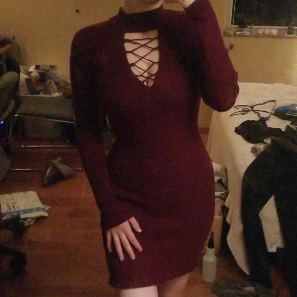 Caged chest sweater dress